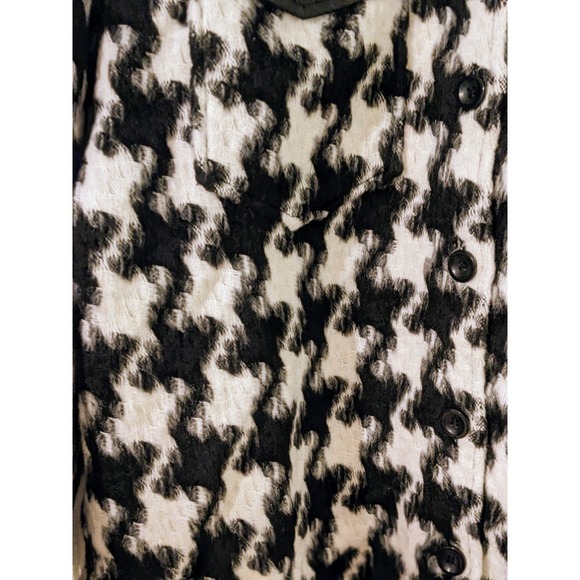 Vince Camuto Houndstooth Shacket Faux Leather Trim Jacket Button Down L NWT $149 - Picture 9 of 12